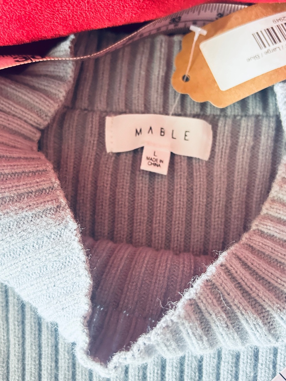 Cropped Ribbed Crewneck Sweater - Light Blue - Picture 4 of 4